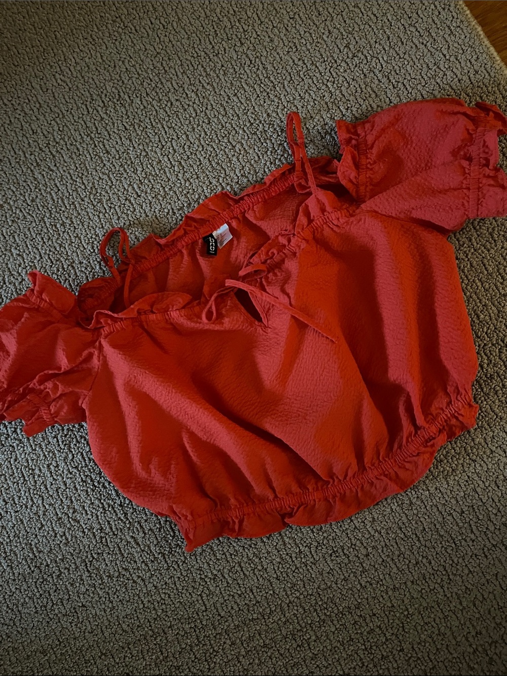 Divided orange/Red Off-Shoulder Ruffle Crop Top